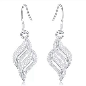 925 Sterling Silver Bohemian Vintage Design Dangle Drop Hook Earrings